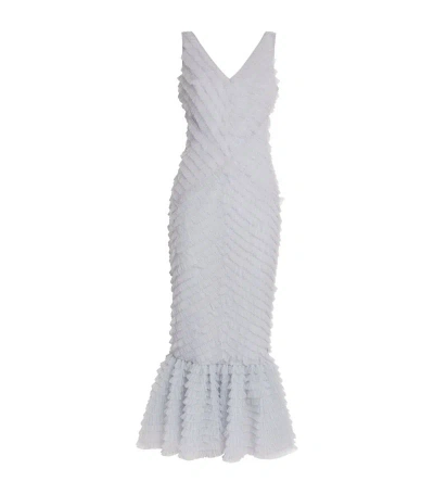Huishan Zhang Tulle Janina Midi Dress In Sky Blue