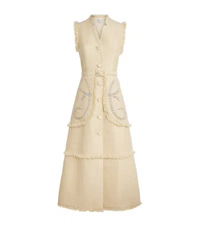 Huishan Zhang Tweed Corinthe Midi Dress In Yellow