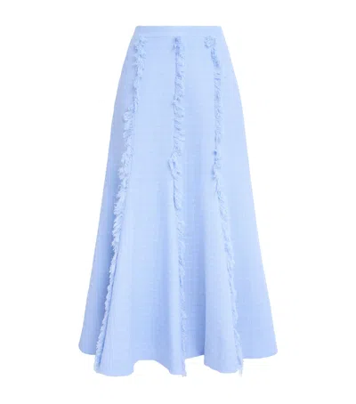 Huishan Zhang Tweed Ellen Midi Skirt In Blue