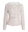 Huishan Zhang Tweed Embellished Goldie Jacket In Pink