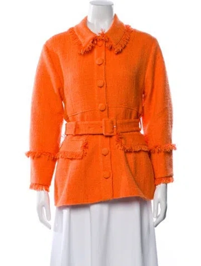 Pre-owned Huishan Zhang Tweed Pattern Jacket In Orange