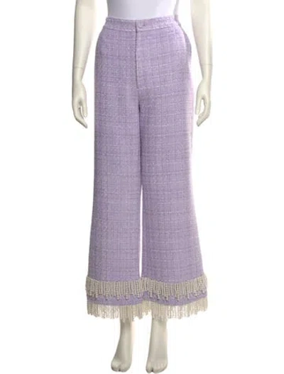 Pre-owned Huishan Zhang Tweed Wide Leg Pants In Purple