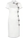 HUISHAN ZHANG WHITE MANON SATIN MIDI DRESS