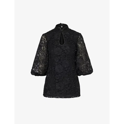 Huishan Zhang Womens Black Chao Floral-embroidered Lace Top