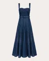 Huishan Zhang Keya Belted-waist Denim Midi Dress In Blue