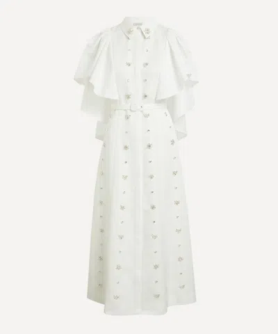 Huishan Zhang Women's Maira White Embellished Faille Dress