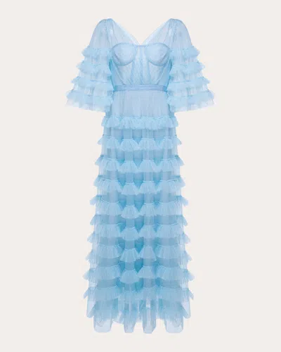 Huishan Zhang Women's Marybell Tulle Gown In Blue