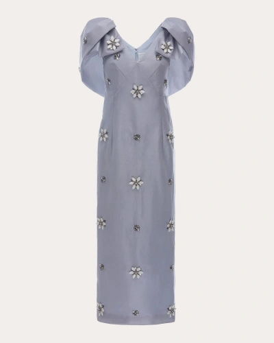 Huishan Zhang Women's Rosella Crystal Taffeta Dress In Blue