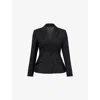 Huishan Zhang Womens Black Gill Cinched-waist Wool-blend Jacket In Black