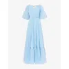 Huishan Zhang Womens  X Disney Josephine Plissé Woven Maxi Dress Blue In Blue