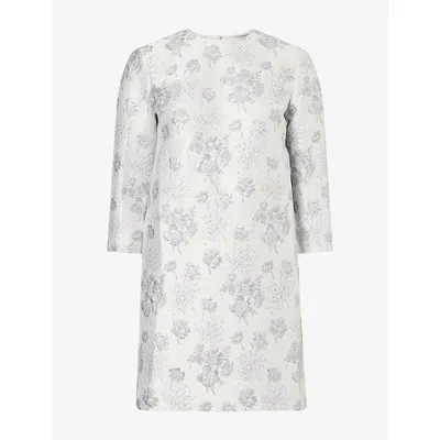 Huishan Zhang Womens Carlotta Embroidered Cotton Blend Mini Dress Light Blue In Silver
