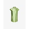 Huishan Zhang Womens Jade Cedric Crystal-embellished Silk-blend Top In Green
