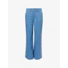 Huishan Zhang Womens Dakota Embellished Straight-leg Denim Trousers