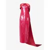 Huishan Zhang Womens Fucsia Greta Sequin Woven Gown In Pink