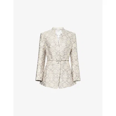 Huishan Zhang Womens Grey Kieran Jacquard Woven Jacket In Neutral