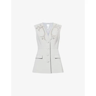 Huishan Zhang Womens Grey Sigrid Jewel-embellished Woven Waistcoat In White