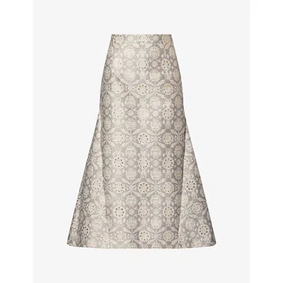 Huishan Zhang Womens Grey Vicky Jacquard Woven Midi Skirt In Neutral