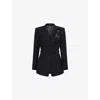 Huishan Zhang Womens Black Kieran Floral-embellished Woven Jacket