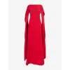 Huishan Zhang Womens Red Luanne Modest Embellished Woven Gown