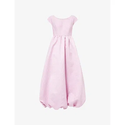 Huishan Zhang Womens Purple Lula Puffball-hem Woven Midi Dress In Pink
