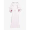 Huishan Zhang Womens Salma Puffed-short-sleeves Woven Gown Rose In Rose