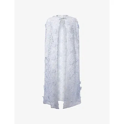 Huishan Zhang Womens Samantha Floral Lace Woven Cape Blue In White