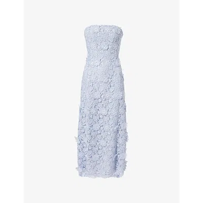 Huishan Zhang Womens Tia Floral-lace Woven Midi Dress Blue