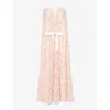 Huishan Zhang Womens Vivia Strapless Embroidered Tulle Gown Tulemb Pink