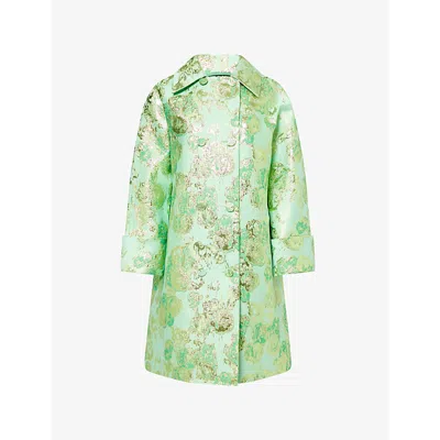 Huishan Zhang Womens Jade Mirabel Double-breasted Floral Jacquard Coat In Green