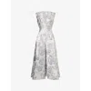 Huishan Zhang Womens Silver Kyle Floral Jacquard Midi Dress In Gray