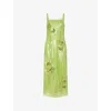 Huishan Zhang Womens Lime Marilyn Sequin Woven Midi Dress In Green