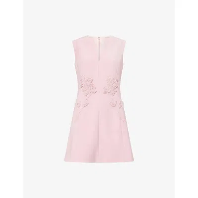 Huishan Zhang Womens Pink Dionea Floral-embroidered Woven Mini Dress In Multi