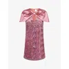 Huishan Zhang Womens Pink Kathy Embellished Satin Mini Dress In Pink