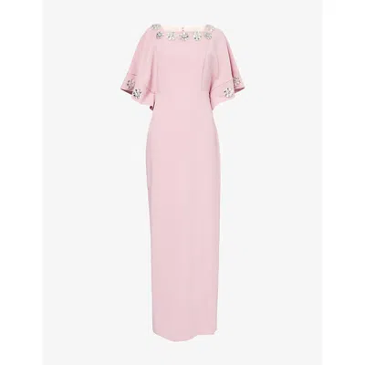 Huishan Zhang Womens Pink Wysteria Floral-embroidered Woven Maxi Dress