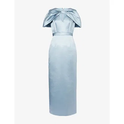Huishan Zhang Womens  Anita Cape Satin Maxi Dress In Blue