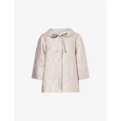 Huishan Zhang Womens Purple Dallas Jacquard Cotton-blend Jacket In Multi