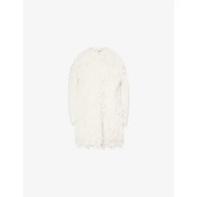 Huishan Zhang Womens Ivory Selina Long-sleeve Faux-fur Coat In White