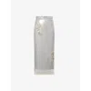 Huishan Zhang Womens Silver Oakley Sequin Woven Midi Skirt In Silver