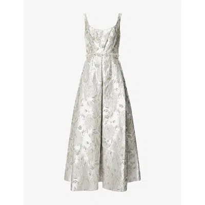 Huishan Zhang Womens Silver Ramona Jacquard Woven Maxi Dress
