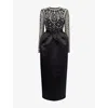 Huishan Zhang Womens Black Starla Sequin-embellished Satin Midi Dress In Black