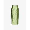 Huishan Zhang Womens Jade Vania Crystal-embellished Silk-blend Midi Skit In Green