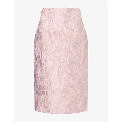 Huishan Zhang Womens Vania Floral Woven Midi Skirt Pink