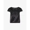 Huishan Zhang Womens Black Virgil Sequin-embellished Duchesse Top In Black