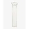 Huishan Zhang Womens White Isobel Cap-sleeve Embellished Gown In White