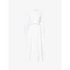 Huishan Zhang Womens White Murphy Crystal-embellished Cotton Midi Dress In White