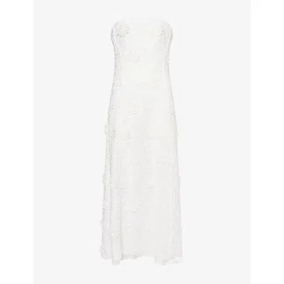 Huishan Zhang Womens  Tia Bandeau Lace Midi Dress In White