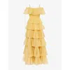 Huishan Zhang Womens  X Disney Gala Ruffled Woven Gown Yellow In Yellow