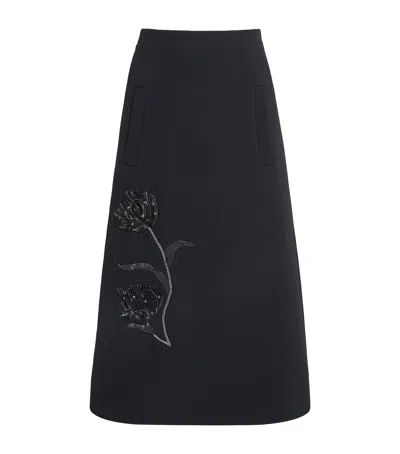 Huishan Zhang Wool Evelina Midi Skirt In Black