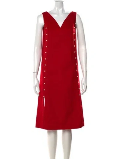 Pre-owned Huishan Zhang Wool Knee-length Dress In Red