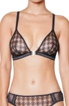 Huit Café Fleur Wireless Bra In Black